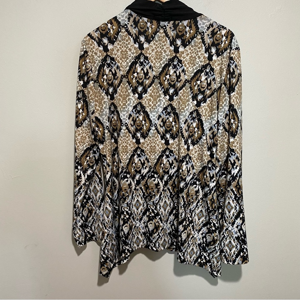 Notations Women's Black and Tan Patterned Long Sleeve Top Size PL‎ - Picture 7 of 13
